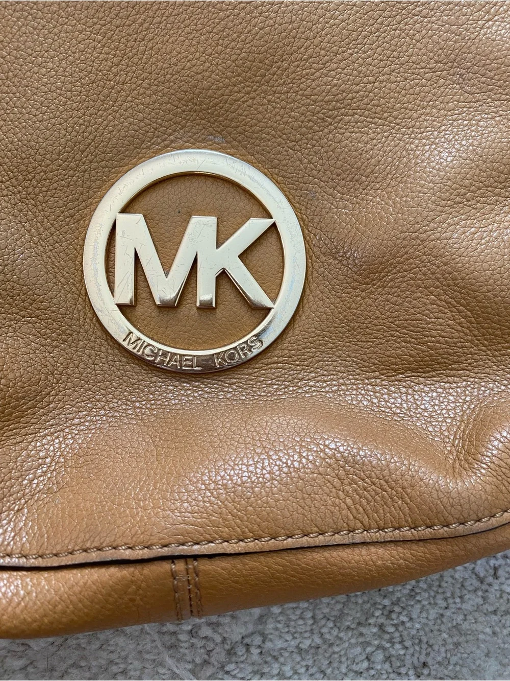 Michael Kors Caramel Brown Pebbled Leather Hobo